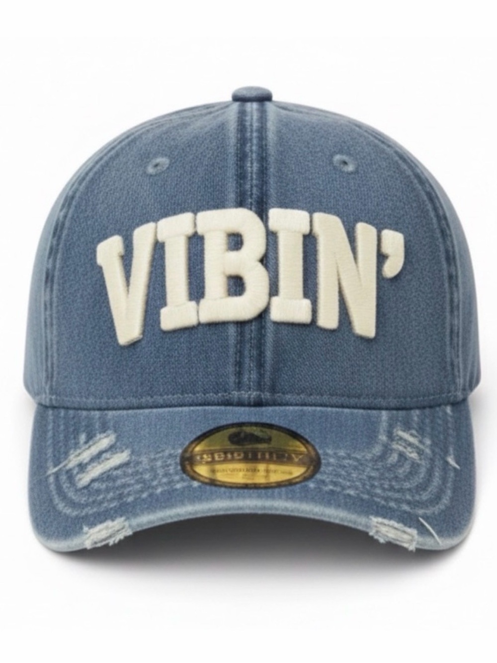 💙 VIBIN’ Distressed Denim Baseball Cap Adjustable Casual Streetwear Hat Trendy
